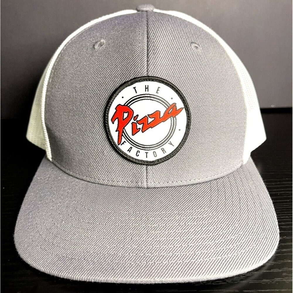 The Pizza Factory Trucker Hat By Richardson Style 511 Gray & White Mesh Snapback